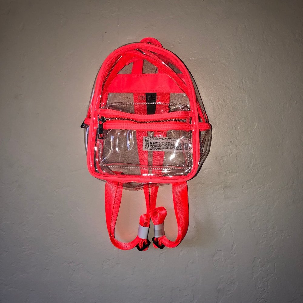 F21 Clear Neon Trim Mini Backpack